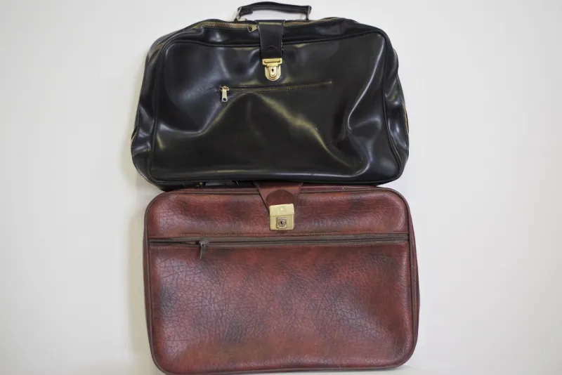 Pamono Leather Homa Suitcases, 1950s, Set of 2> Trunks Crates & Baskets