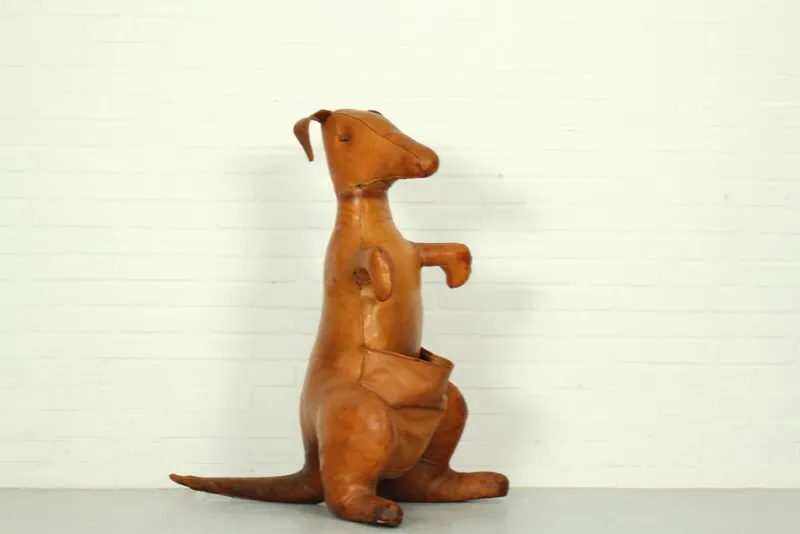 Pamono Leather Kangaroo Magazine Stand attributed to Dimitri Omersa, England, 1960s> Magazine Racks