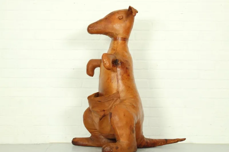 Pamono Leather Kangaroo Magazine Stand attributed to Dimitri Omersa, England, 1960s> Magazine Racks