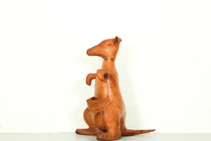 Pamono Leather Kangaroo Magazine Stand attributed to Dimitri Omersa, England, 1960s> Magazine Racks