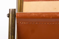 Pamono Leather Magazine Rack from Carl Auböck, Austria, 1960s><noscript><img width=