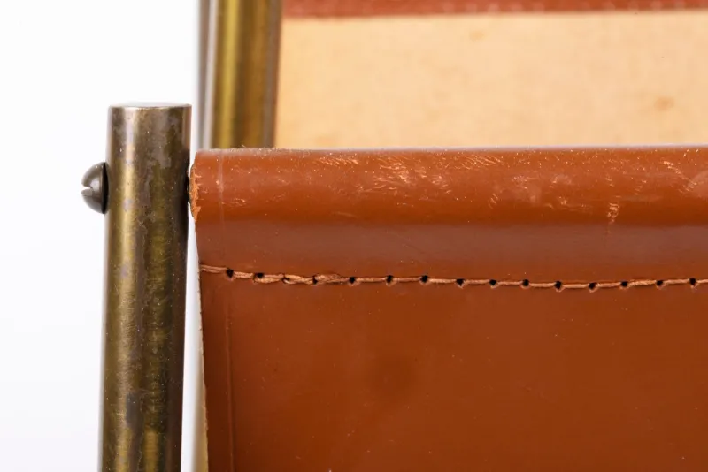 Pamono Leather Magazine Rack from Carl Auböck, Austria, 1960s> Magazine Racks