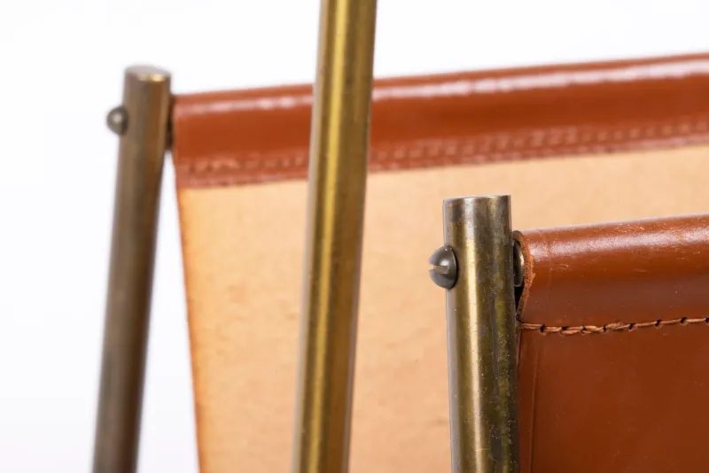 Pamono Leather Magazine Rack from Carl Auböck, Austria, 1960s> Magazine Racks