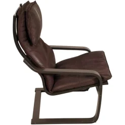 Pamono Leather Poäng Chairs & Footrest by Noboru Nakamura for IKEA, 1990s, Set of 3><noscript><img width=