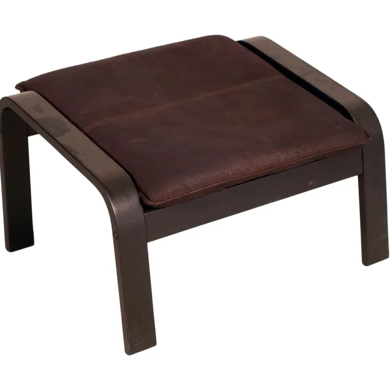 Pamono Leather Poäng Chairs & Footrest by Noboru Nakamura for IKEA, 1990s, Set of 3> Couches & Sofas