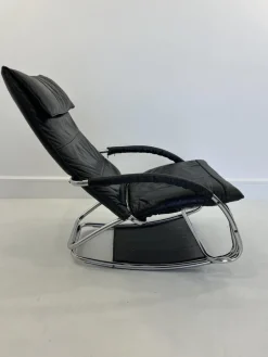 Online Pamono Leather Rocking Chair by Jochen Hoffman, 1980s