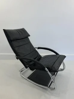 Online Pamono Leather Rocking Chair by Jochen Hoffman, 1980s