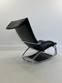 Online Pamono Leather Rocking Chair by Jochen Hoffman, 1980s