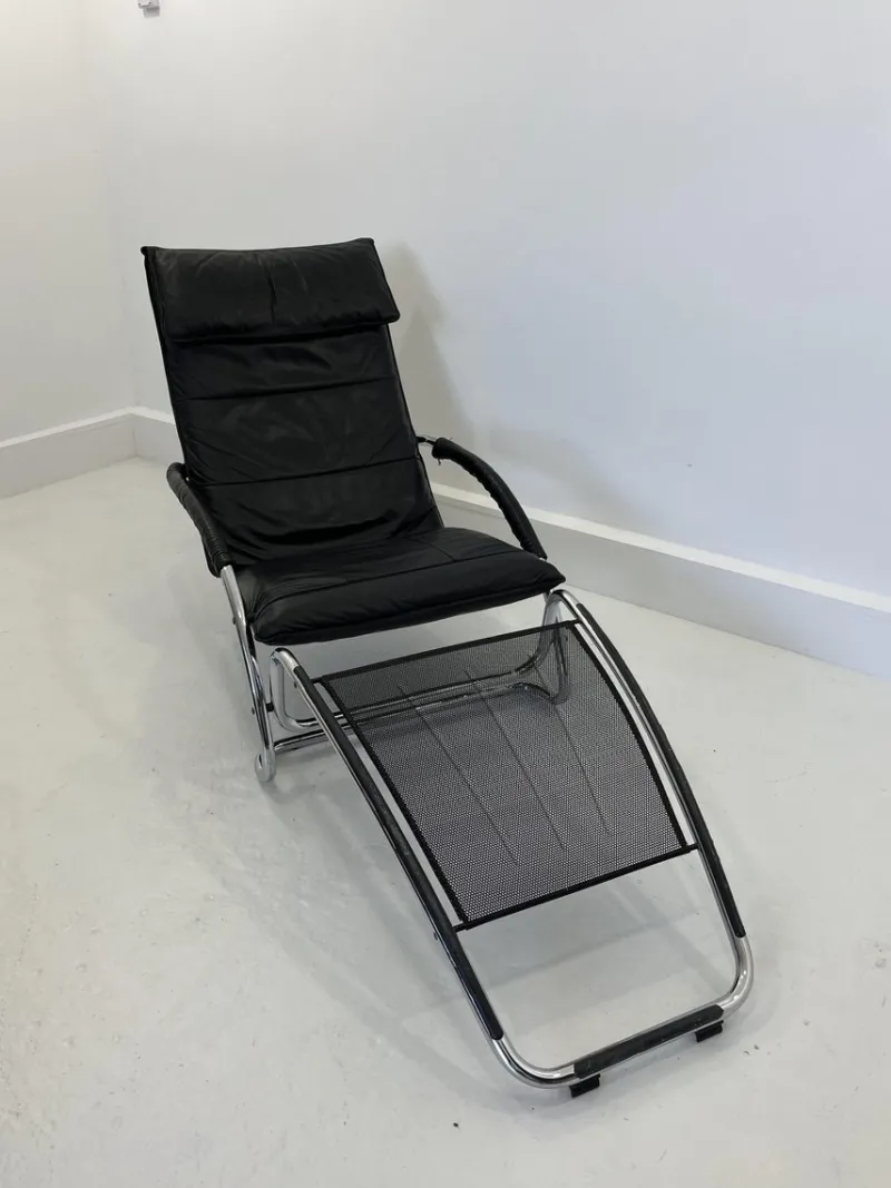 Online Pamono Leather Rocking Chair by Jochen Hoffman, 1980s