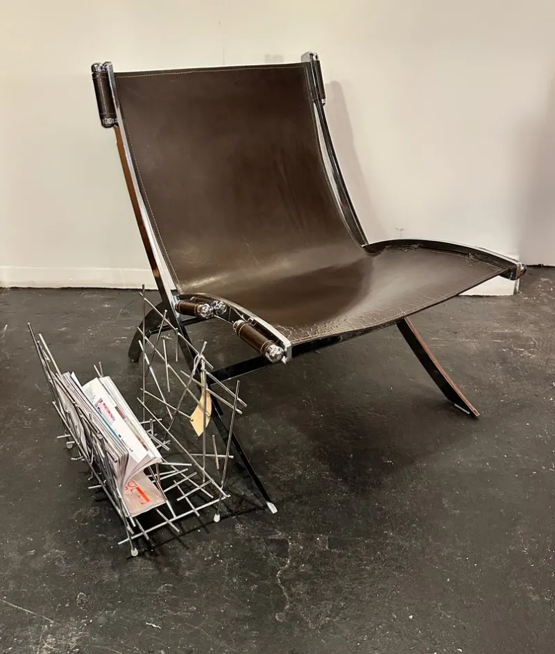 Discount Pamono Leather Scissor Chair by Antonio Citterio for Flexform Italia, 1980s