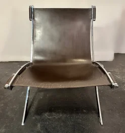 Discount Pamono Leather Scissor Chair by Antonio Citterio for Flexform Italia, 1980s