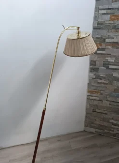 Outlet Pamono Leather Sheathed Floor Lamp attributed to FJB Corsini for Metalarte, 1950s