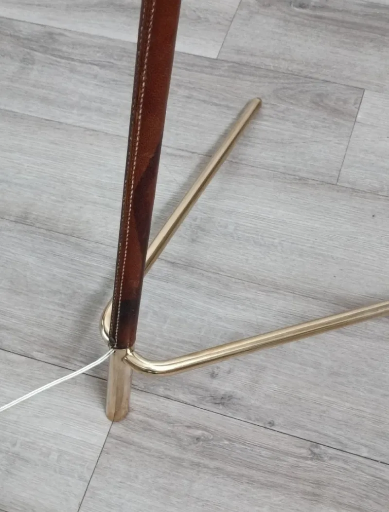 Outlet Pamono Leather Sheathed Floor Lamp attributed to FJB Corsini for Metalarte, 1950s