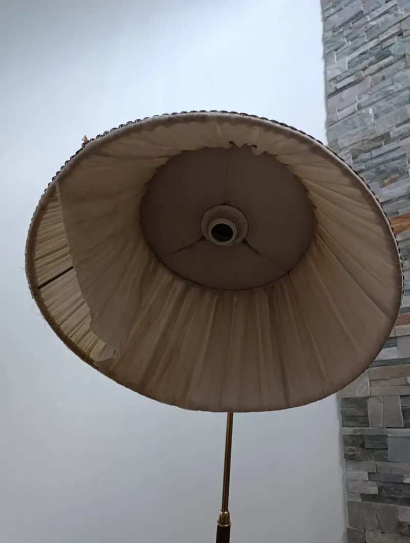 Outlet Pamono Leather Sheathed Floor Lamp attributed to FJB Corsini for Metalarte, 1950s