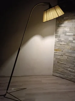 Outlet Pamono Leather Sheathed Floor Lamp attributed to FJB Corsini for Metalarte, 1950s
