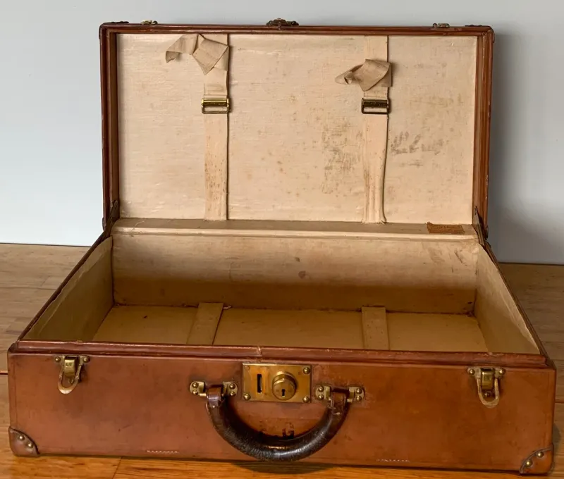 Hot Pamono Leather Suitcase from Louis Vuitton, Paris, France, 1920s
