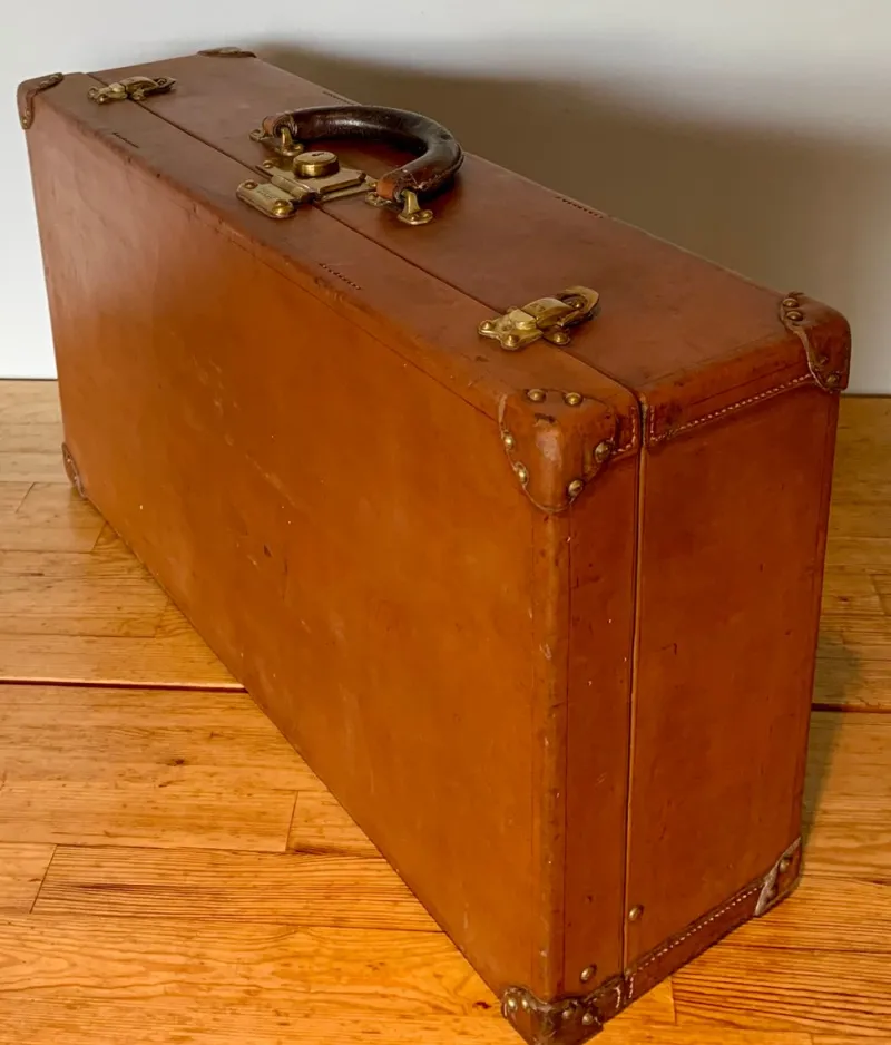 Hot Pamono Leather Suitcase from Louis Vuitton, Paris, France, 1920s