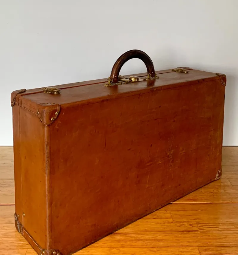 Hot Pamono Leather Suitcase from Louis Vuitton, Paris, France, 1920s