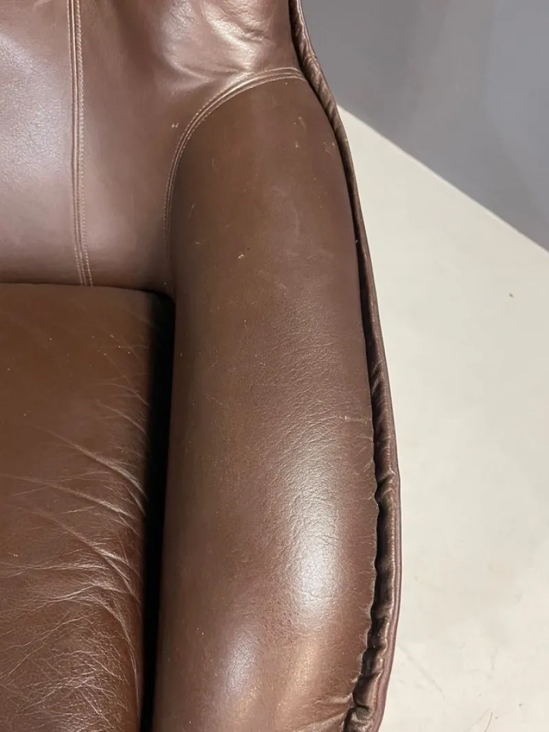 Discount Pamono Leather Swivel Armchairs from PEEM, Finland, 1970s, Set of 2