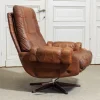 Clearance Pamono Leather Swivel Lounge Chair from OPE Möbler Jönköping, Sweden, 1960s