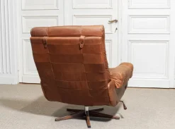 Clearance Pamono Leather Swivel Lounge Chair from OPE Möbler Jönköping, Sweden, 1960s