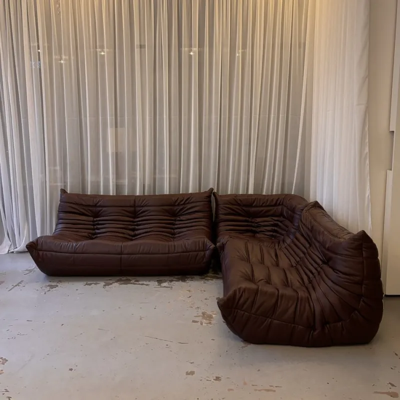 Clearance Pamono Leather Togo Set by Michel Ducaroy for Ligne Roset, 1973, Set of 3