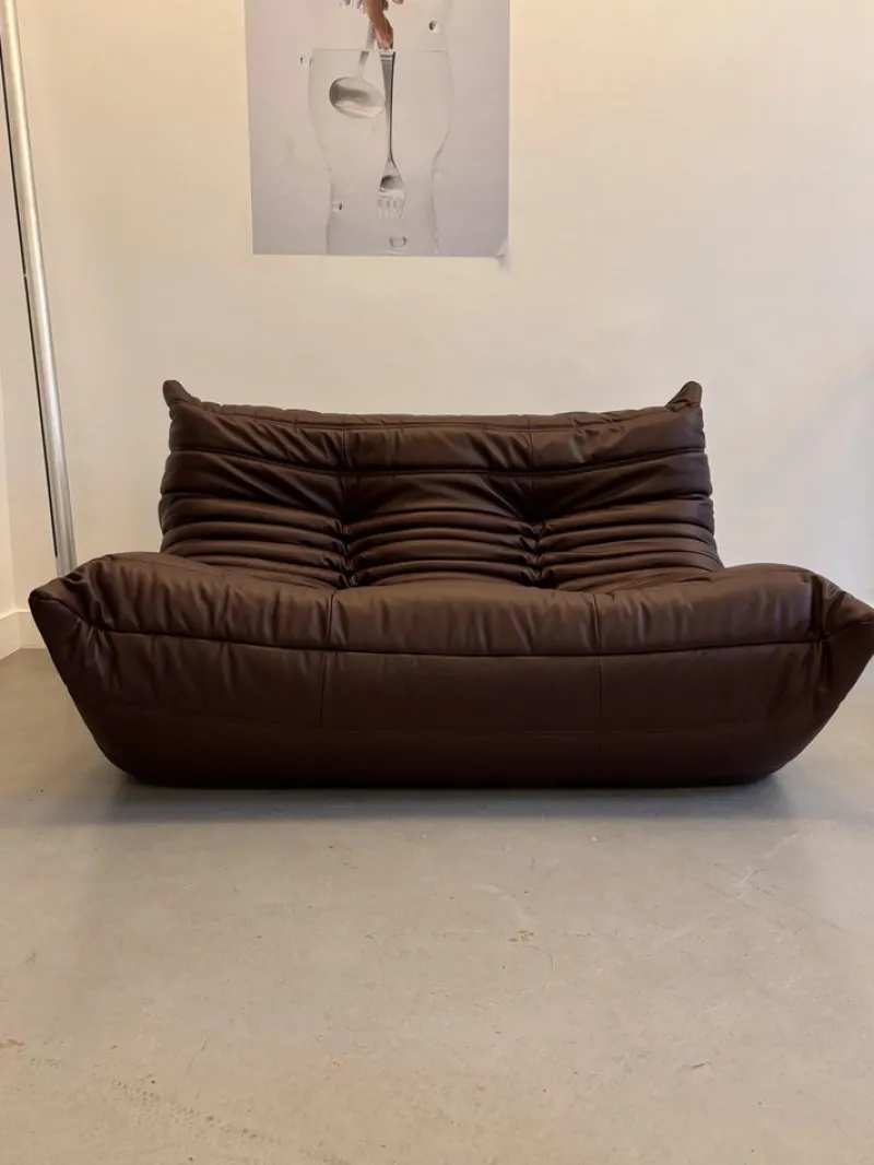 Clearance Pamono Leather Togo Set by Michel Ducaroy for Ligne Roset, 1973, Set of 3