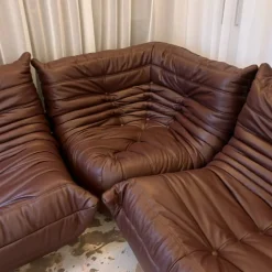 Clearance Pamono Leather Togo Set by Michel Ducaroy for Ligne Roset, 1973, Set of 3