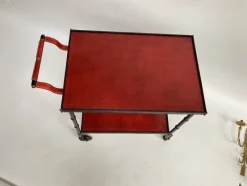 Best Pamono Leather Trolley by Jacques Adnet