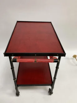 Best Pamono Leather Trolley by Jacques Adnet