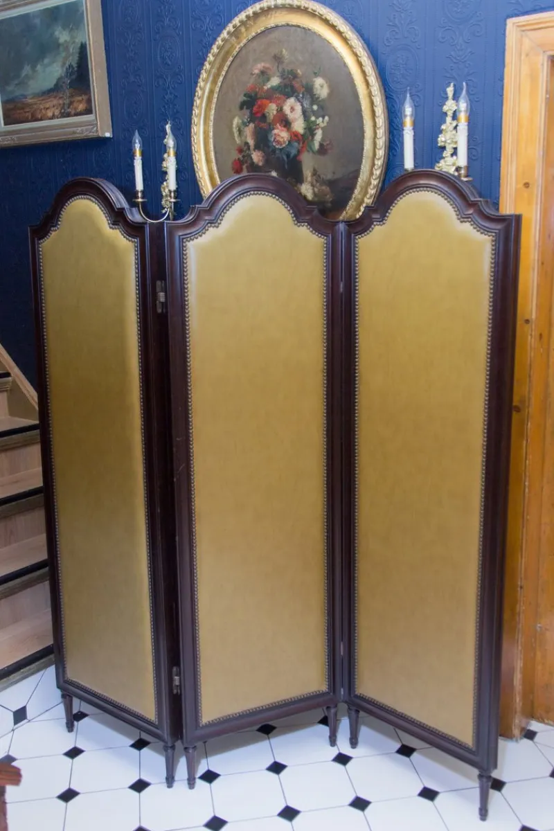 Pamono Leatherette Screen, 1930s> Room Dividers & Screens