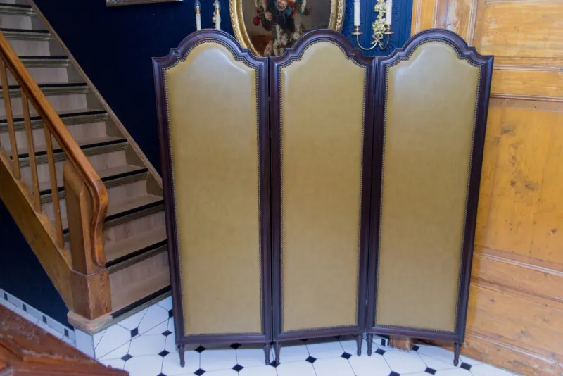 Pamono Leatherette Screen, 1930s> Room Dividers & Screens