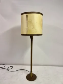 Pamono Leather-Wrapped Floor Lamp with Parchment Shade by Charlotte Wawer, 1950s> Floor Lamps