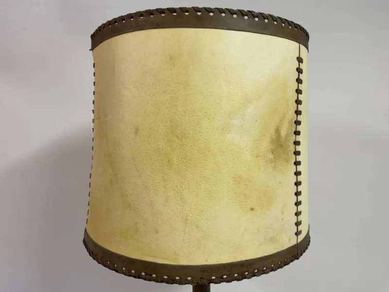 Pamono Leather-Wrapped Floor Lamp with Parchment Shade by Charlotte Wawer, 1950s> Floor Lamps