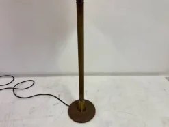 Pamono Leather-Wrapped Floor Lamp with Parchment Shade by Charlotte Wawer, 1950s><noscript><img width=