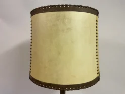 Pamono Leather-Wrapped Floor Lamp with Parchment Shade by Charlotte Wawer, 1950s><noscript><img width=