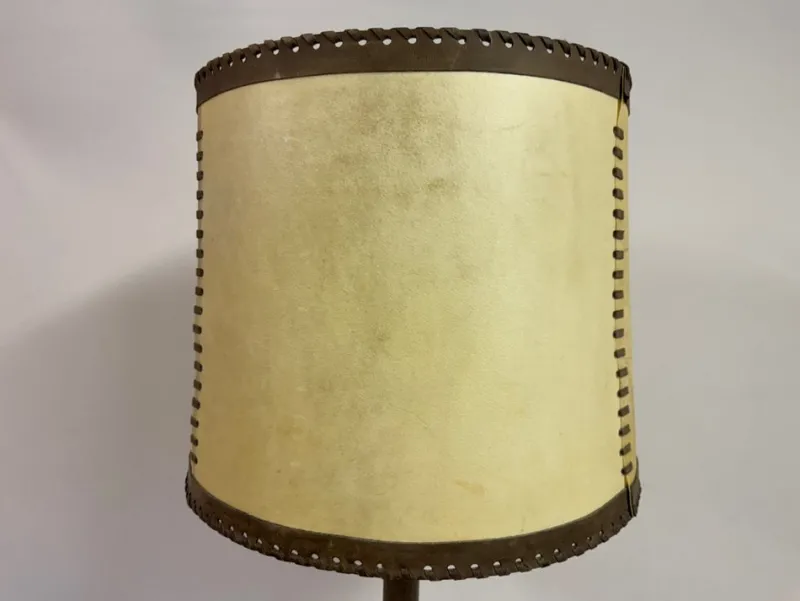 Pamono Leather-Wrapped Floor Lamp with Parchment Shade by Charlotte Wawer, 1950s> Floor Lamps