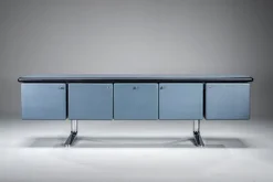 Online Pamono Leather-Wrapped Sideboard with Oak Trim by Warren Platner for Knoll, 1970s