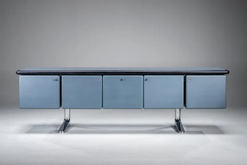 Online Pamono Leather-Wrapped Sideboard with Oak Trim by Warren Platner for Knoll, 1970s