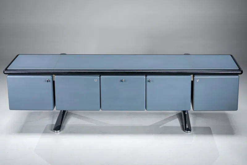 Online Pamono Leather-Wrapped Sideboard with Oak Trim by Warren Platner for Knoll, 1970s