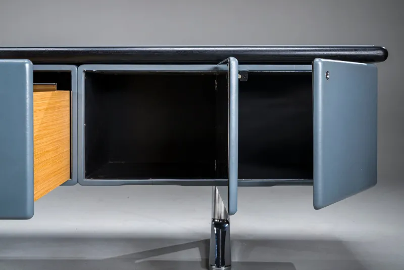 Online Pamono Leather-Wrapped Sideboard with Oak Trim by Warren Platner for Knoll, 1970s