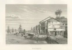 Sale Pamono Lebreton, Illustration of Guayaquil Waterfront and Harbor City View, 1867, Engraving