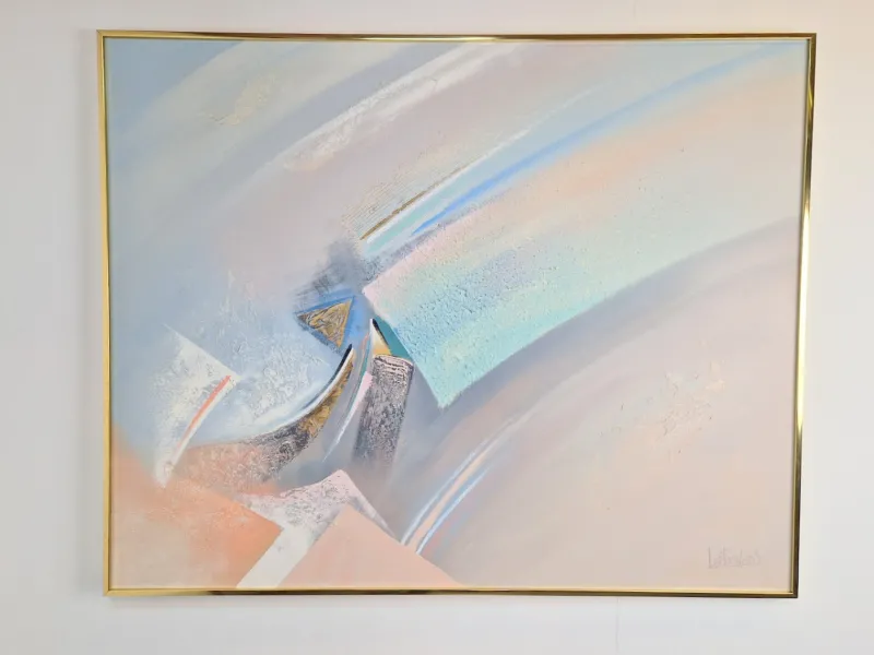 New Pamono Lee Reynolds, Abstract Composition, 1980s, Acrylic on Canvas, Framed