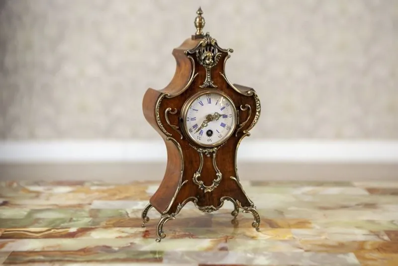 Clearance Pamono Lenzkirch Mantel Clock in Walnut Case, Early 20th Century