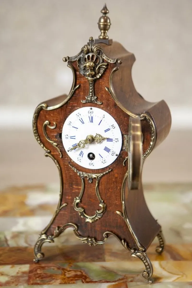 Clearance Pamono Lenzkirch Mantel Clock in Walnut Case, Early 20th Century