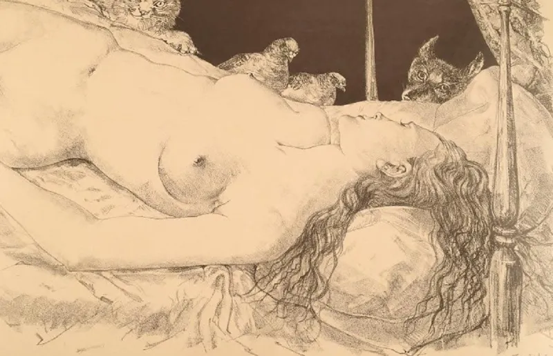 Discount Pamono Leonard Tsuguharu Foujita, Le Rêve, 1940s, Lithograph on Arches Paper