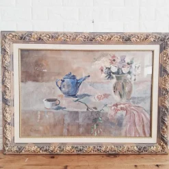 Pamono Leonardi, Post Impressionist Still Life, Oil on Panel, Late 20th Century, Framed> Impressionist