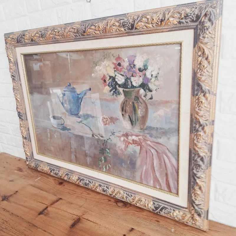 Pamono Leonardi, Post Impressionist Still Life, Oil on Panel, Late 20th Century, Framed> Impressionist