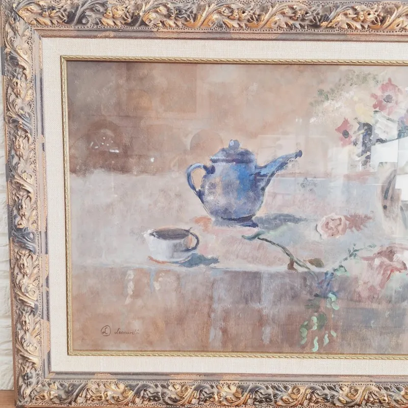Pamono Leonardi, Post Impressionist Still Life, Oil on Panel, Late 20th Century, Framed> Impressionist