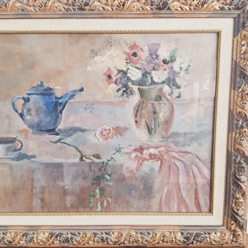 Pamono Leonardi, Post Impressionist Still Life, Oil on Panel, Late 20th Century, Framed> Impressionist